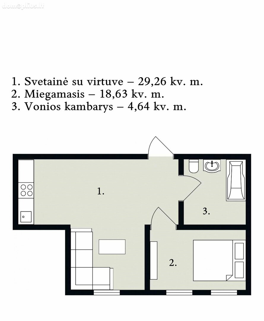 Parduodamas 2 kambarių butas Vilniuje, Senamiestyje, Didžioji g.