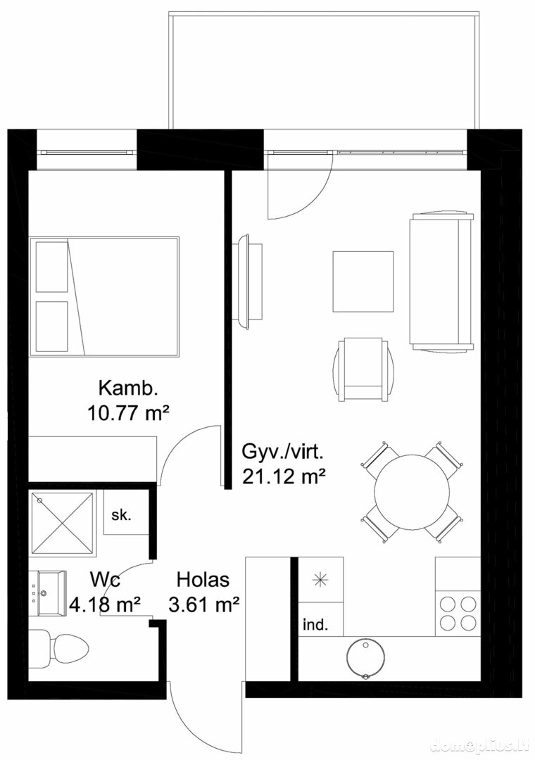 2 rooms apartment for sell Vilniuje, Šnipiškėse, Kernavės g.