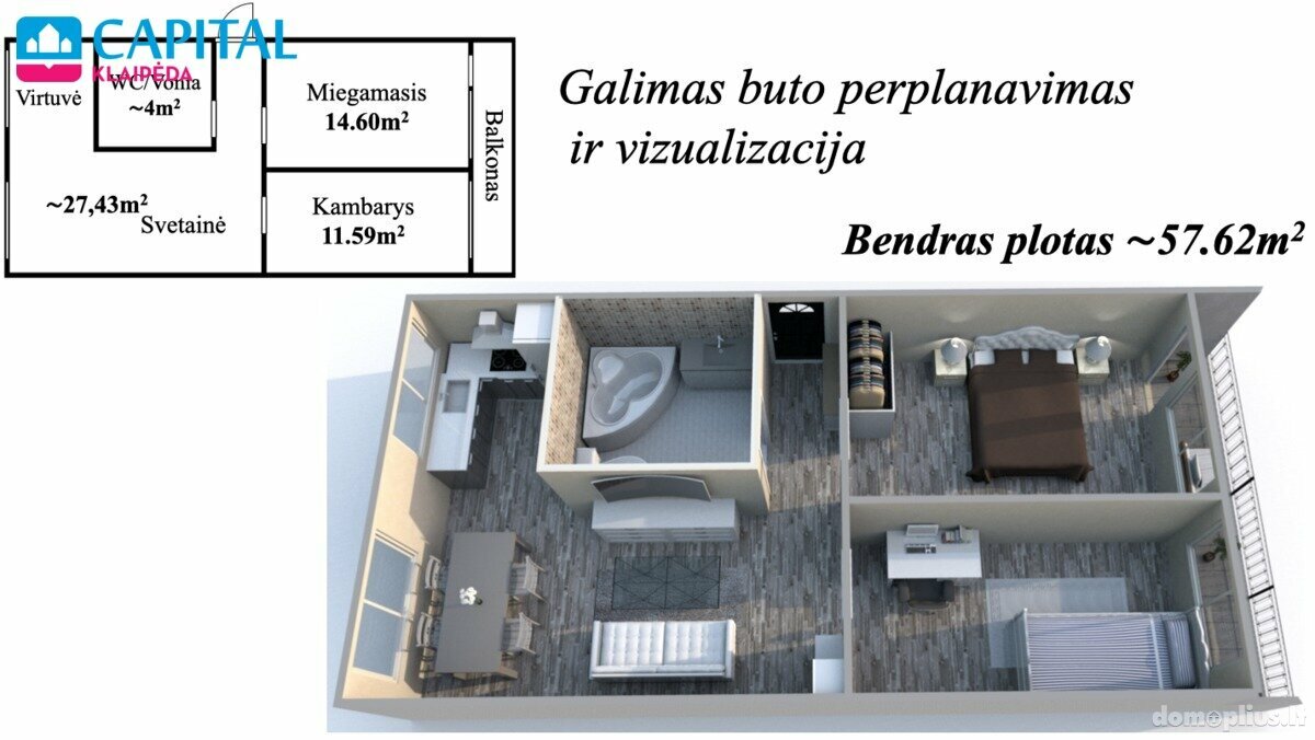 3 rooms apartment for sell Klaipėdoje, Senamiestyje, Pilies g.