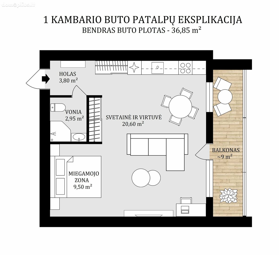 Продается 1 комнатная квартира Panevėžyje, Centre, Raginėnų g.