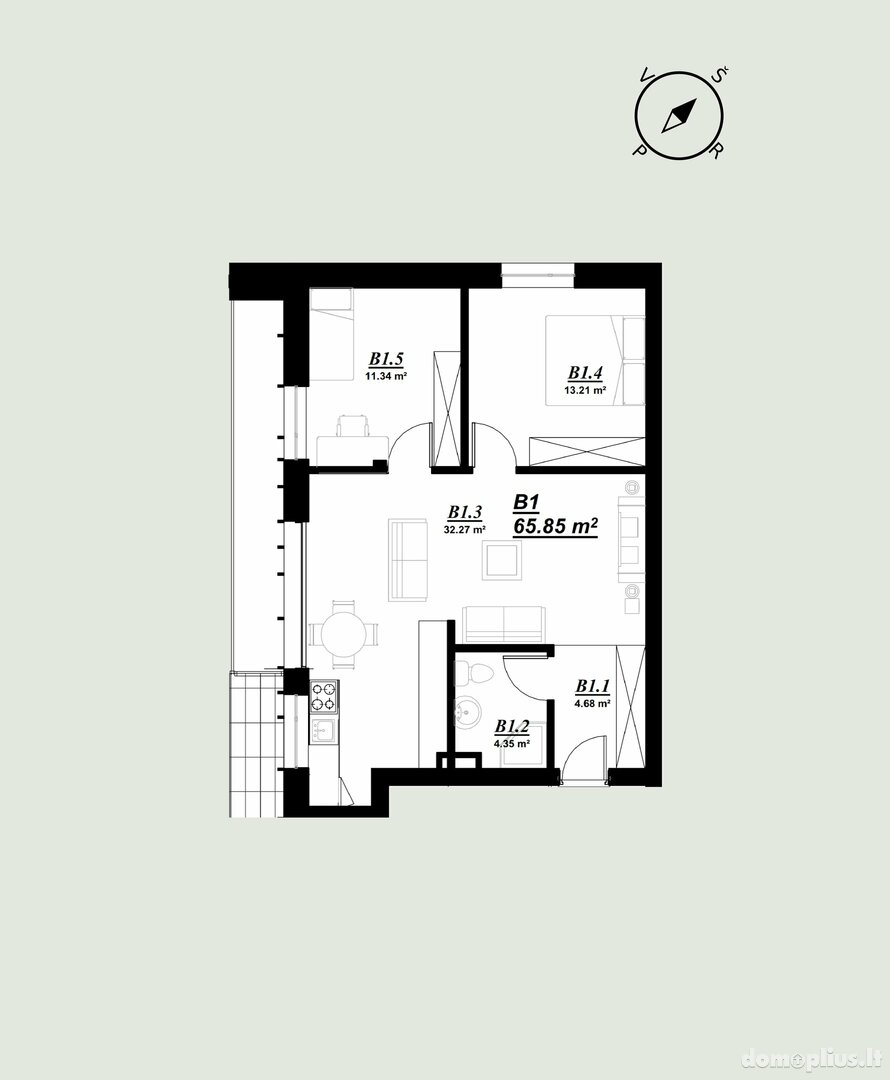 3 rooms apartment for sell Vilniuje, Rasos, Stepono Batoro g.