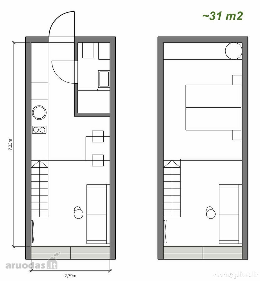 2 rooms apartment for sell Kaune, Žaliakalnyje, Mituvos g.