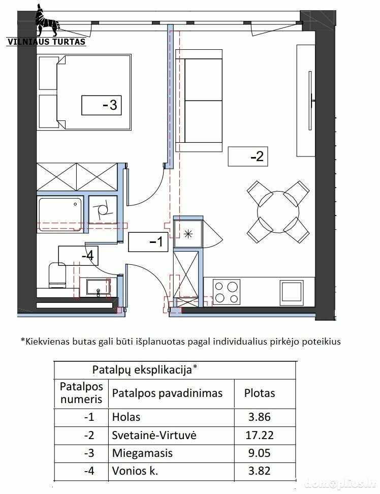 Продается 2 комнатная квартира Vilniuje, Naujoji Vilnia, Genių g.