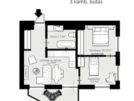3 rooms apartment for sell Vilniuje, Naujamiestyje, Eigulių g.