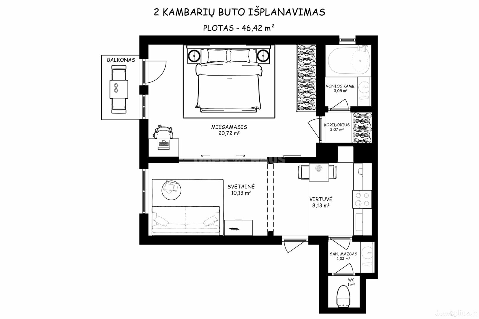 2 rooms apartment for sell Kaune, Centre, I. Kanto g.