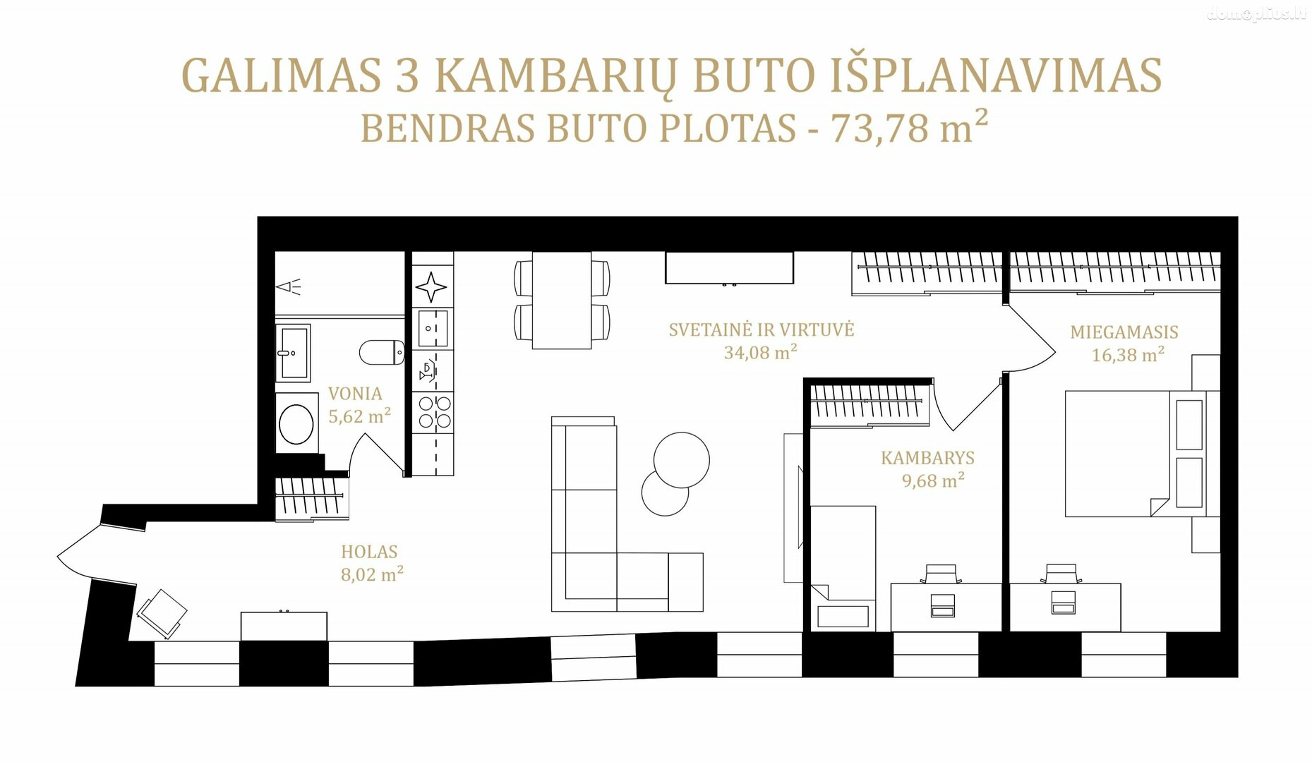 2 rooms apartment for sell Vilniuje, Senamiestyje, Gedimino pr.