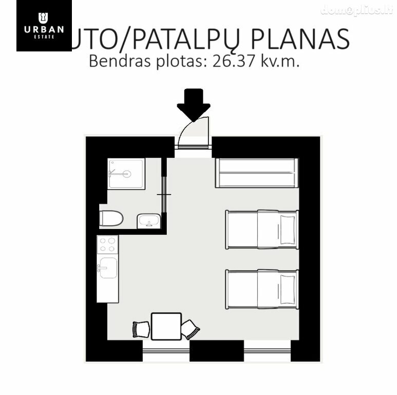 Продается 1 комнатная квартира Vilniuje, Užupyje, Polocko g.