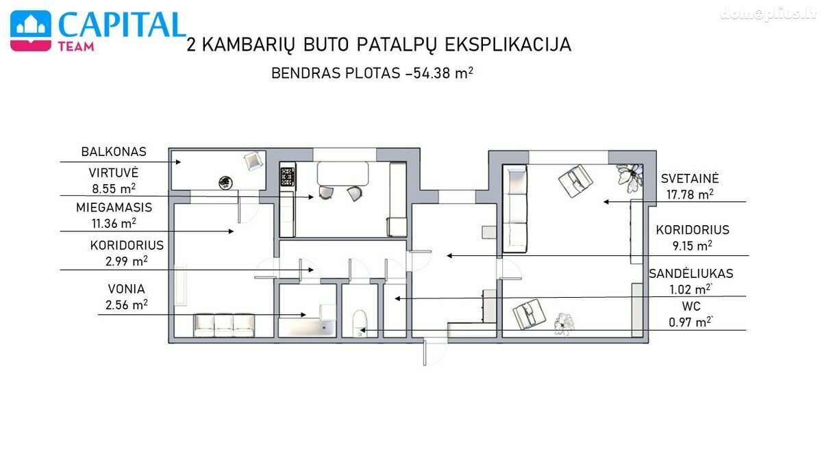 2 rooms apartment for sell Šalčininkų rajono sav., Eišiškėse, Jono Pauliaus II g.