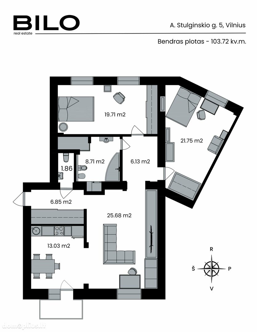 Продается 3 комнатная квартира Vilniuje, Senamiestyje, A. Stulginskio g.