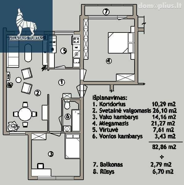 Продается 3 комнатная квартира Vilniuje, Rasos, Naujininkų g.