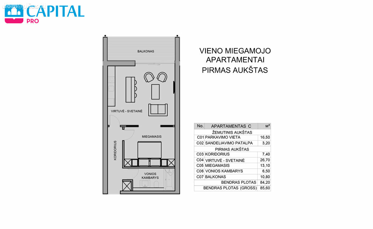 2 rooms apartment for sell Vilniuje, Avižieniuose, Ežerėlių g.