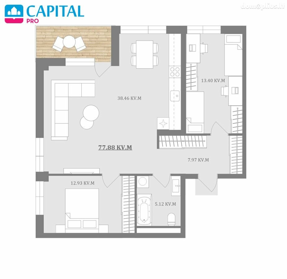 3 rooms apartment for sell Vilniuje, Šeškinėje, Laisvės pr.