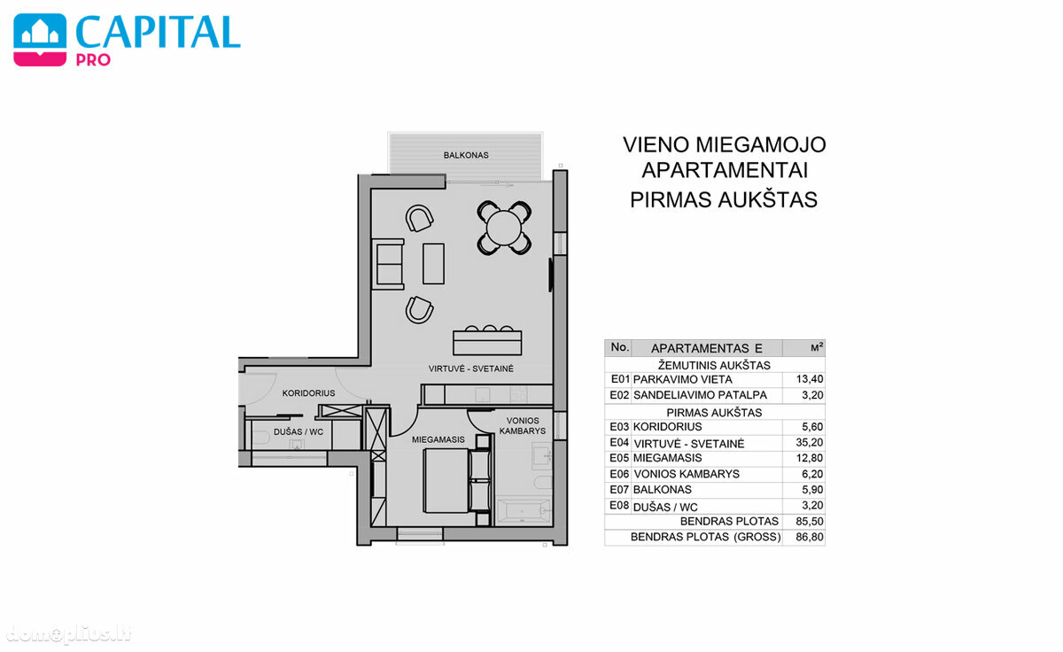 2 rooms apartment for sell Vilniaus rajono sav., Avižieniuose