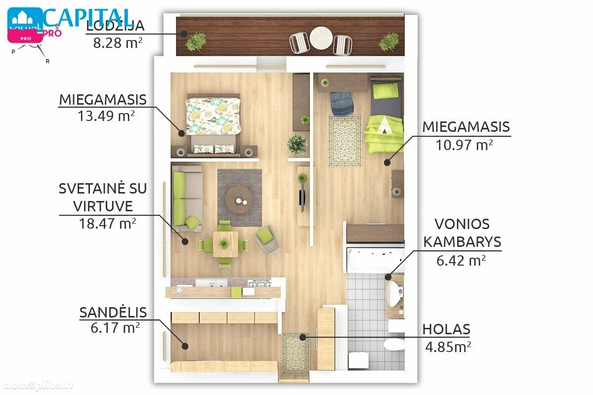 3 rooms apartment for sell Vilniuje, Karoliniškėse, Sausio 13-osios g.