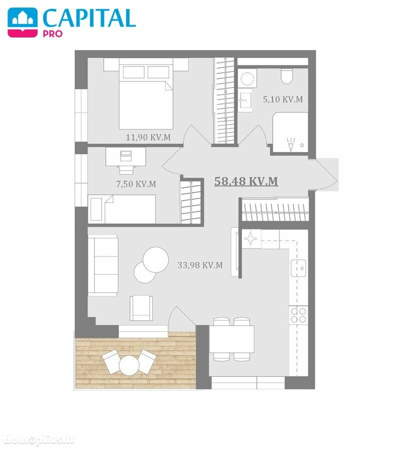 3 rooms apartment for sell Vilniuje, Šeškinėje, Laisvės pr.