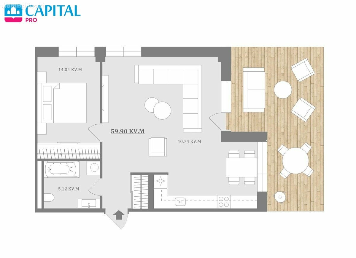 2 rooms apartment for sell Vilniuje, Šeškinėje, Laisvės pr.