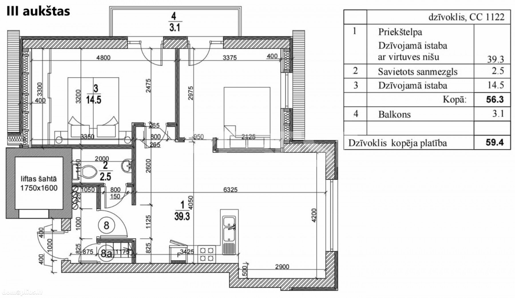Parduodamas 3 kambarių butas Šiauliai, Šiauliuose