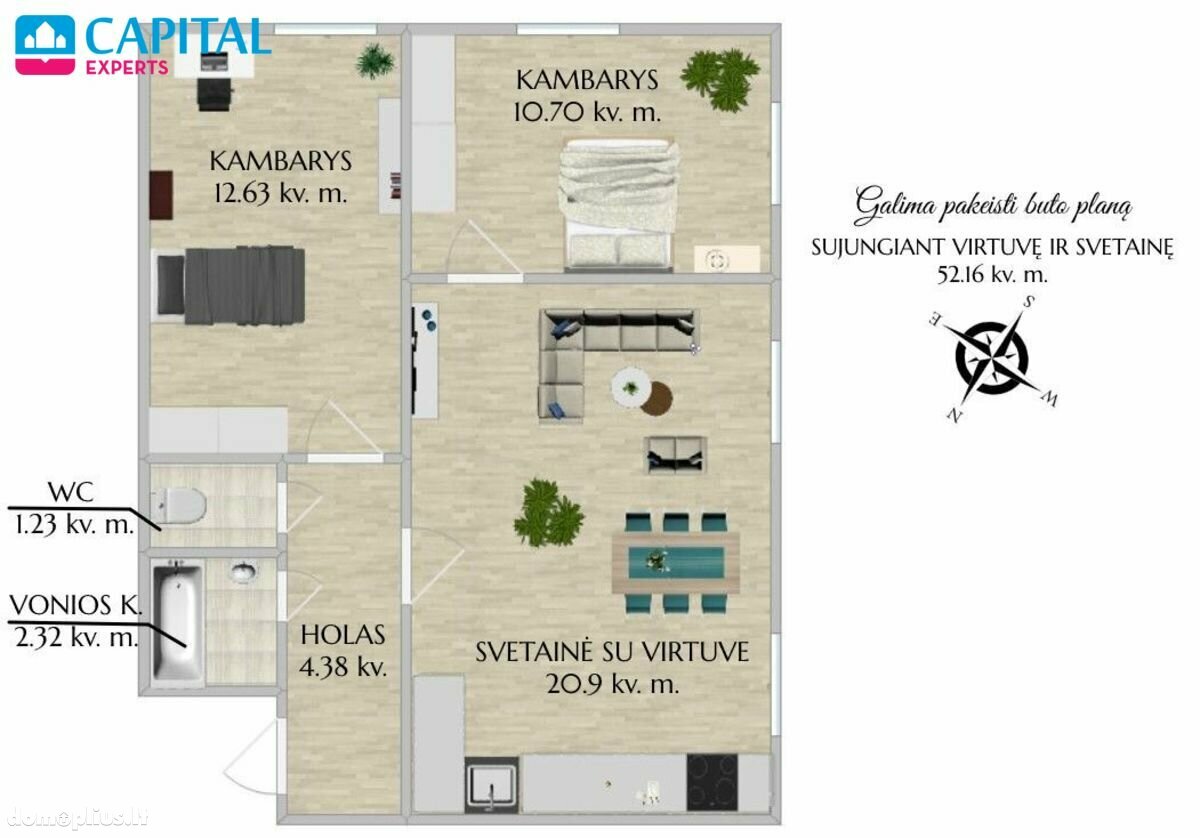 Продается 3 комнатная квартира Vilniuje, Naujamiestyje, T. Ševčenkos g.