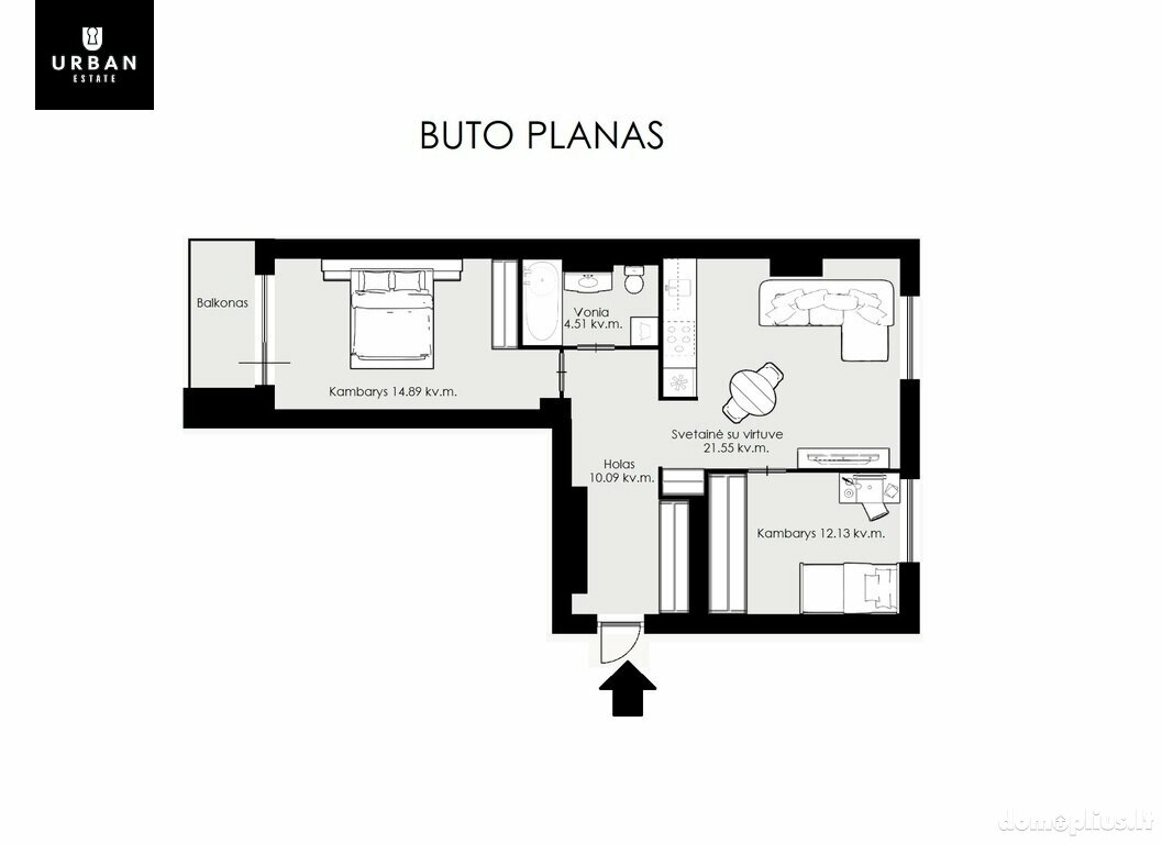 Parduodamas 3 kambarių butas Vilniuje, Šnipiškėse, Kernavės g.