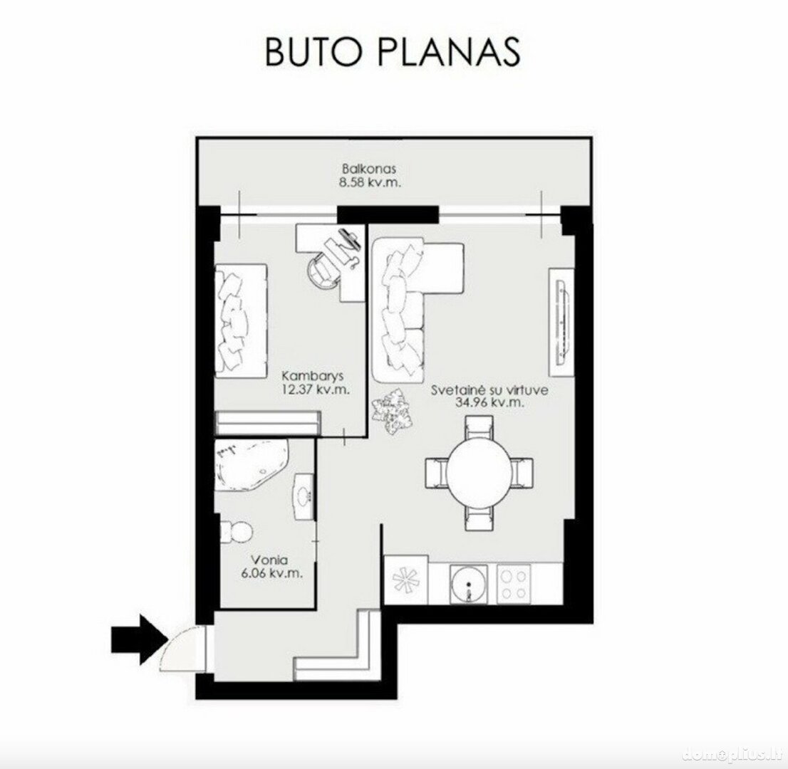 Parduodamas 2 kambarių butas Vilniuje, Justiniškėse, Rygos g.