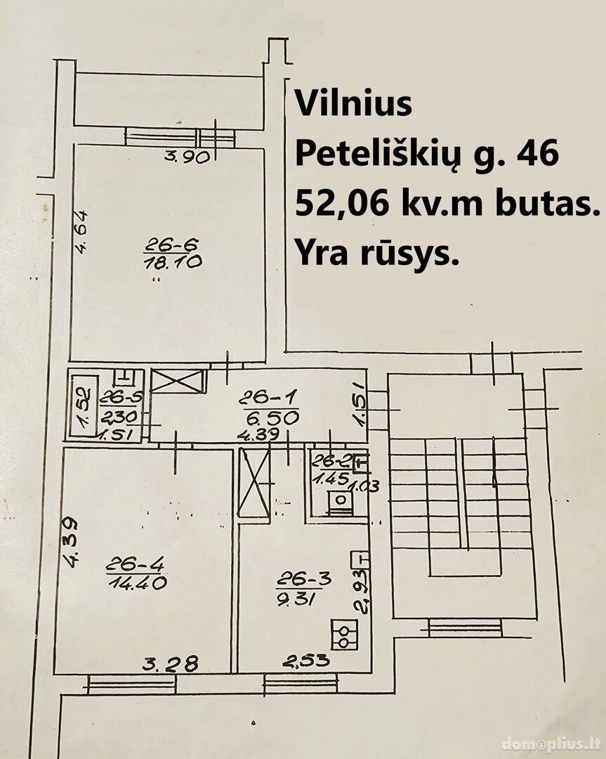 2 rooms apartment for sell Vilniuje, Antakalnyje, Peteliškių g.