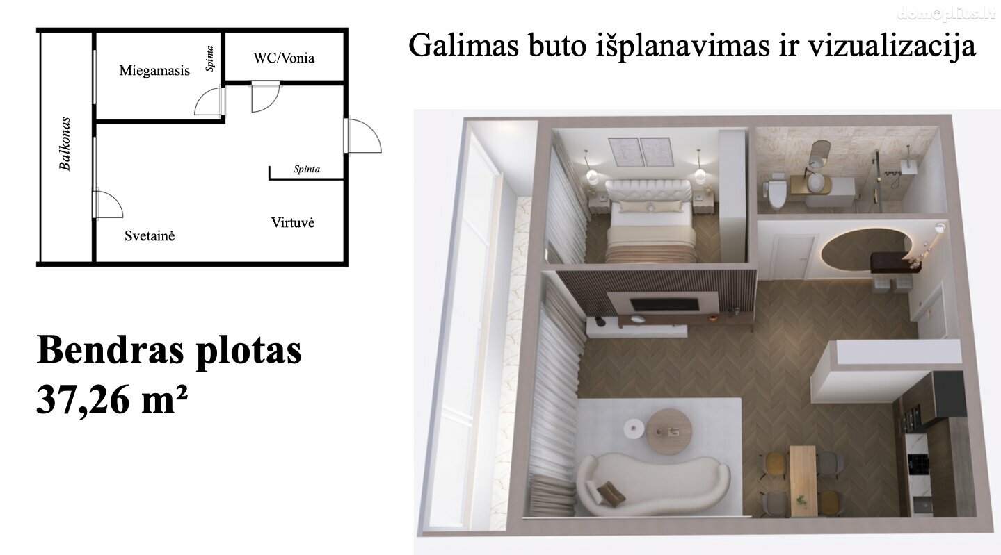 Parduodamas 1 kambario butas Vilniuje, Žirmūnuose, Žirmūnų g.