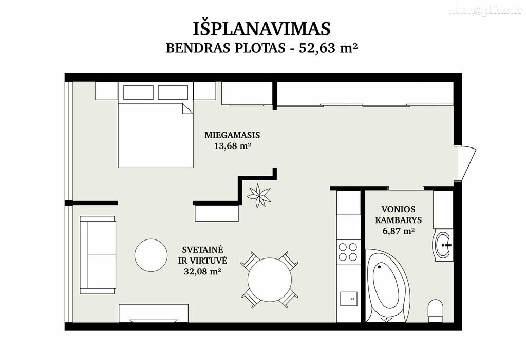 Parduodamas 2 kambarių butas Vilniuje, Naujamiestyje, Vytenio g.