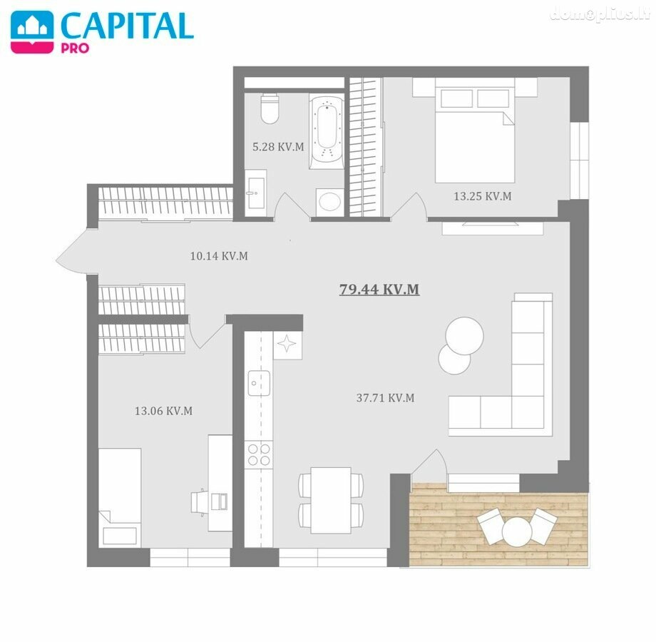 3 rooms apartment for sell Vilniuje, Viršuliškėse, Laisvės pr.