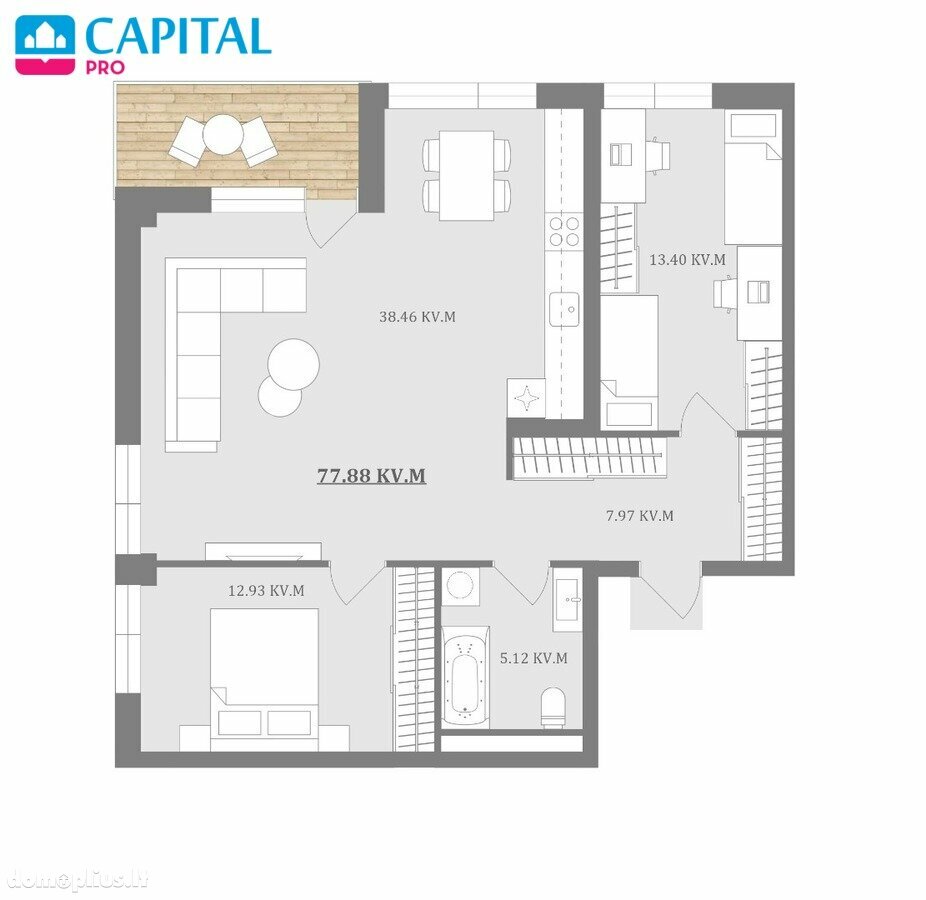 3 rooms apartment for sell Vilniuje, Viršuliškėse, Laisvės pr.
