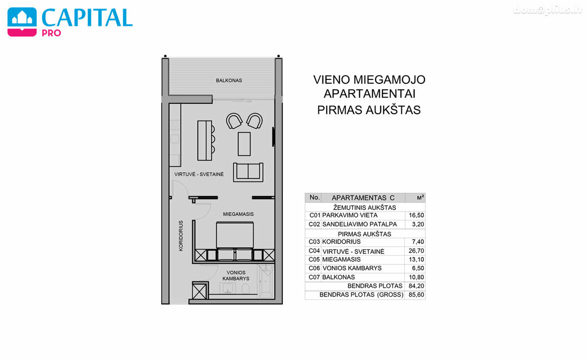 2 rooms apartment for sell Vilniuje, Avižieniuose, Ežerėlių g.