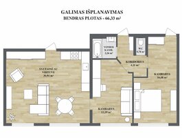 3 rooms apartment for sell Lazdijų rajono sav., Kailiniuose, Ryto g.