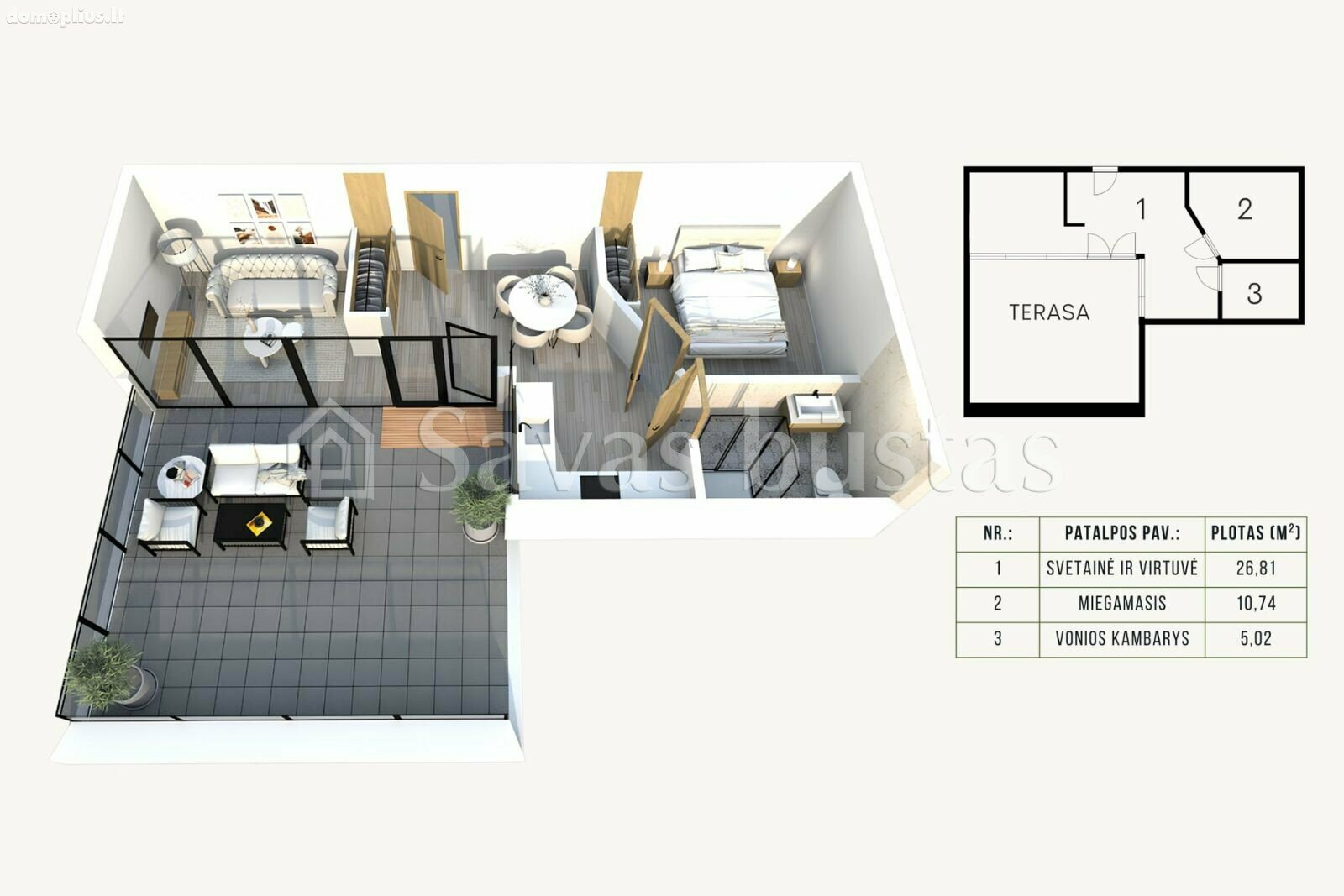 2 rooms apartment for sell Klaipėdoje, Centre, H. Manto g.