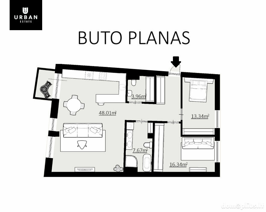 3 rooms apartment for sell Vilniuje, Senamiestyje, Mindaugo g.