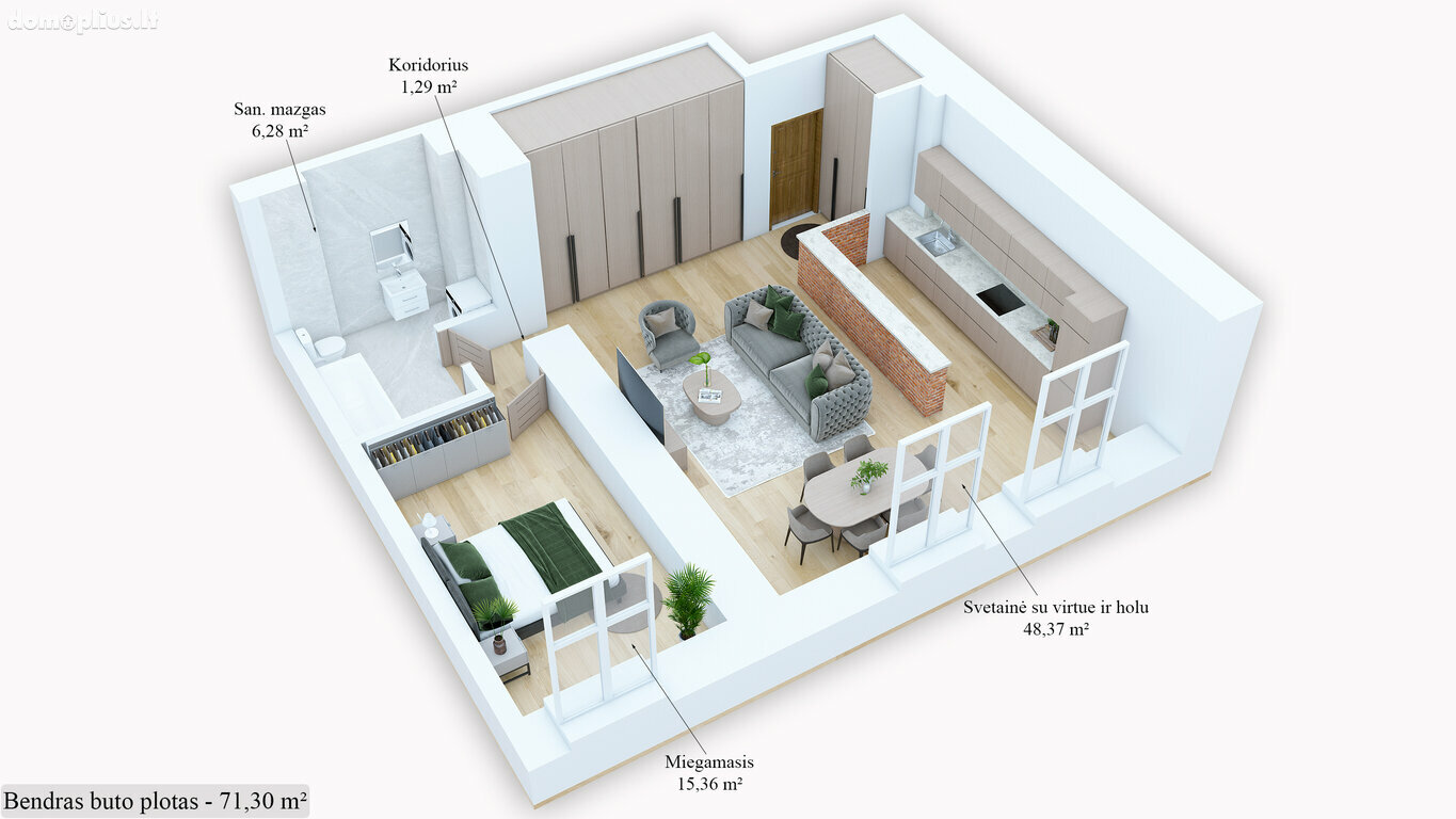 2 rooms apartment for sell Kaune, Žemieji Šančiai, A. Juozapavičiaus pr.