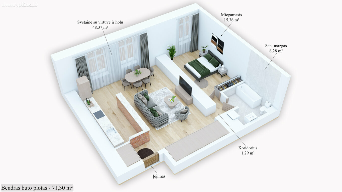 2 rooms apartment for sell Kaune, Žemieji Šančiai, A. Juozapavičiaus pr.
