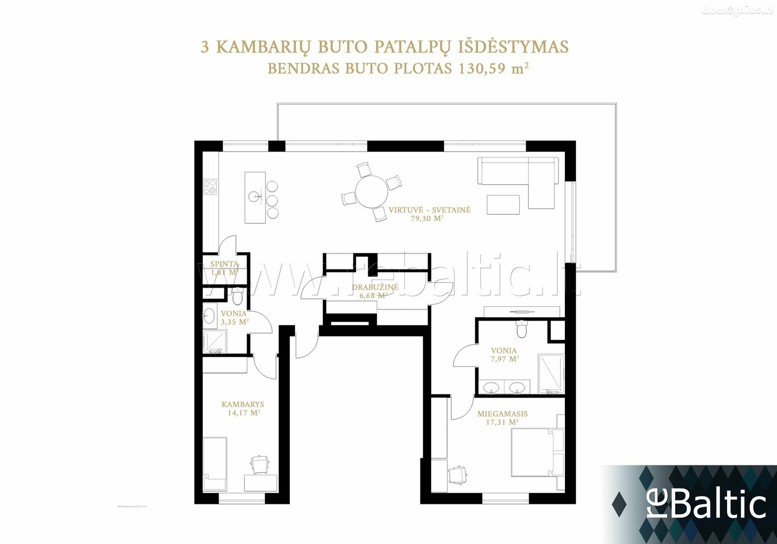Parduodamas 4 kambarių butas Vilniuje, Verkiuose, Verkių g.