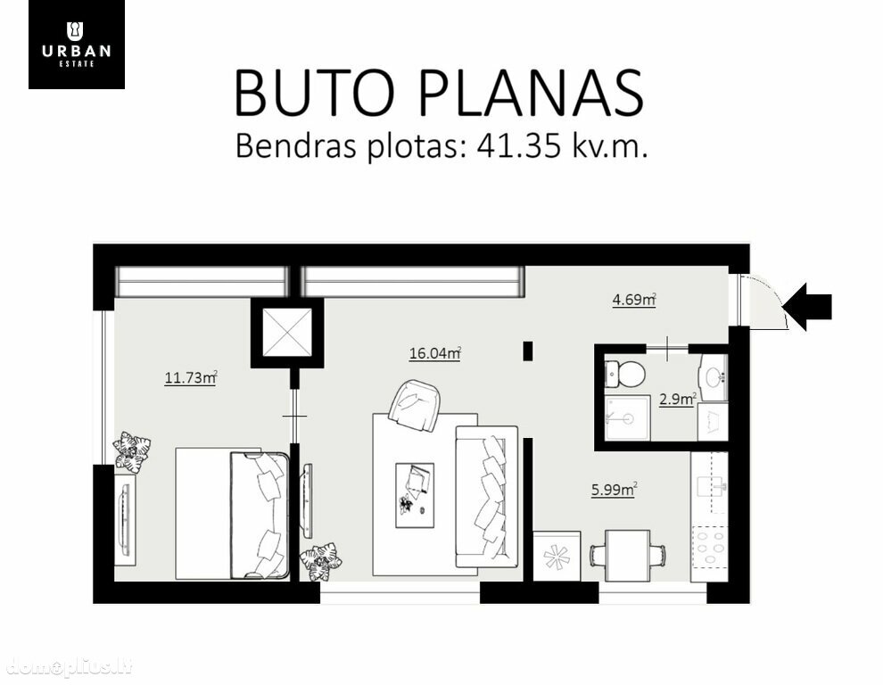 Parduodamas 2 kambarių butas Vilniaus rajono sav., Nemenčinėje, Pakrantės g.