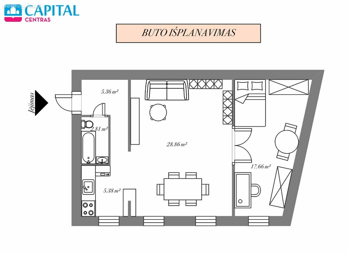 Продается 2 комнатная квартира Vilniuje, Naujamiestyje, A. Vivulskio g.