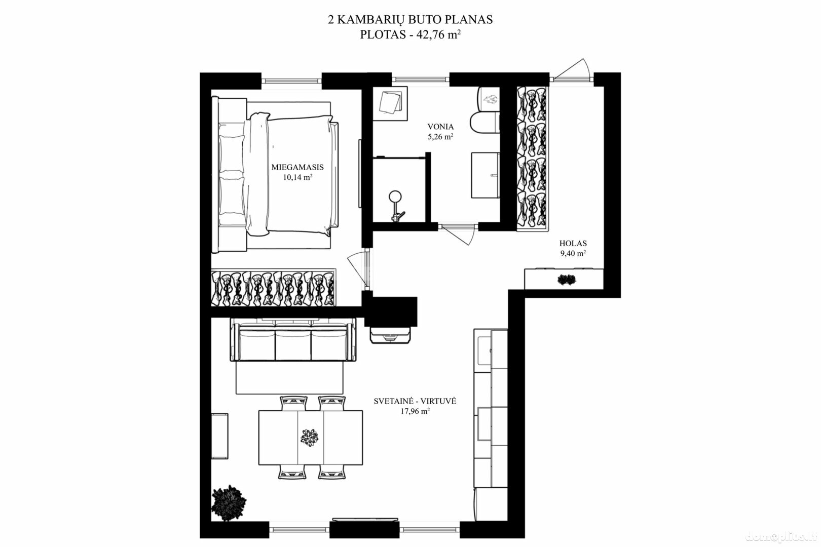 2 rooms apartment for sell Kaune, Vilijampolėje