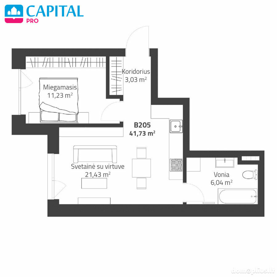 2 rooms apartment for sell Vilniuje, Justiniškėse, Rygos g.