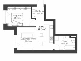 2 rooms apartment for sell Vilniuje, Justiniškėse, Rygos g.