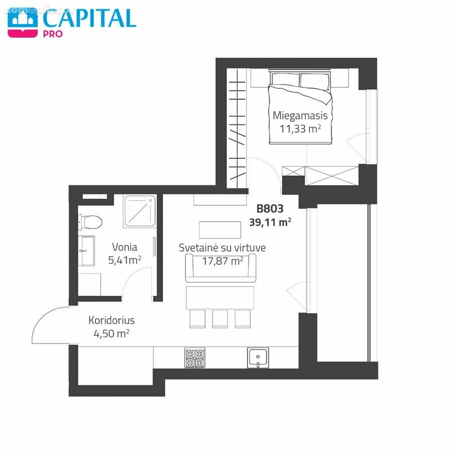2 rooms apartment for sell Vilniuje, Justiniškėse, Rygos g.