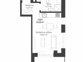 1 room apartment for sell Vilniuje, Justiniškėse, Rygos g.