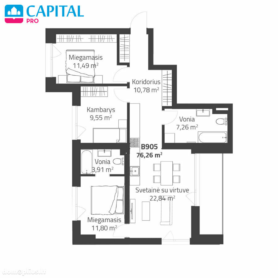 4 rooms apartment for sell Vilniuje, Justiniškėse, Rygos g.
