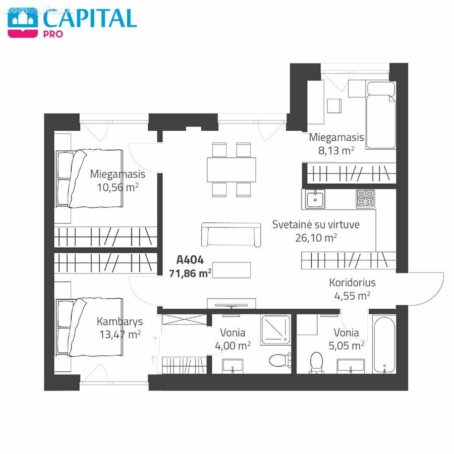 4 rooms apartment for sell Vilniuje, Justiniškėse, Rygos g.