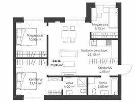 4 rooms apartment for sell Vilniuje, Justiniškėse, Rygos g.