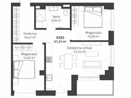 3 rooms apartment for sell Vilniuje, Justiniškėse, Rygos g.
