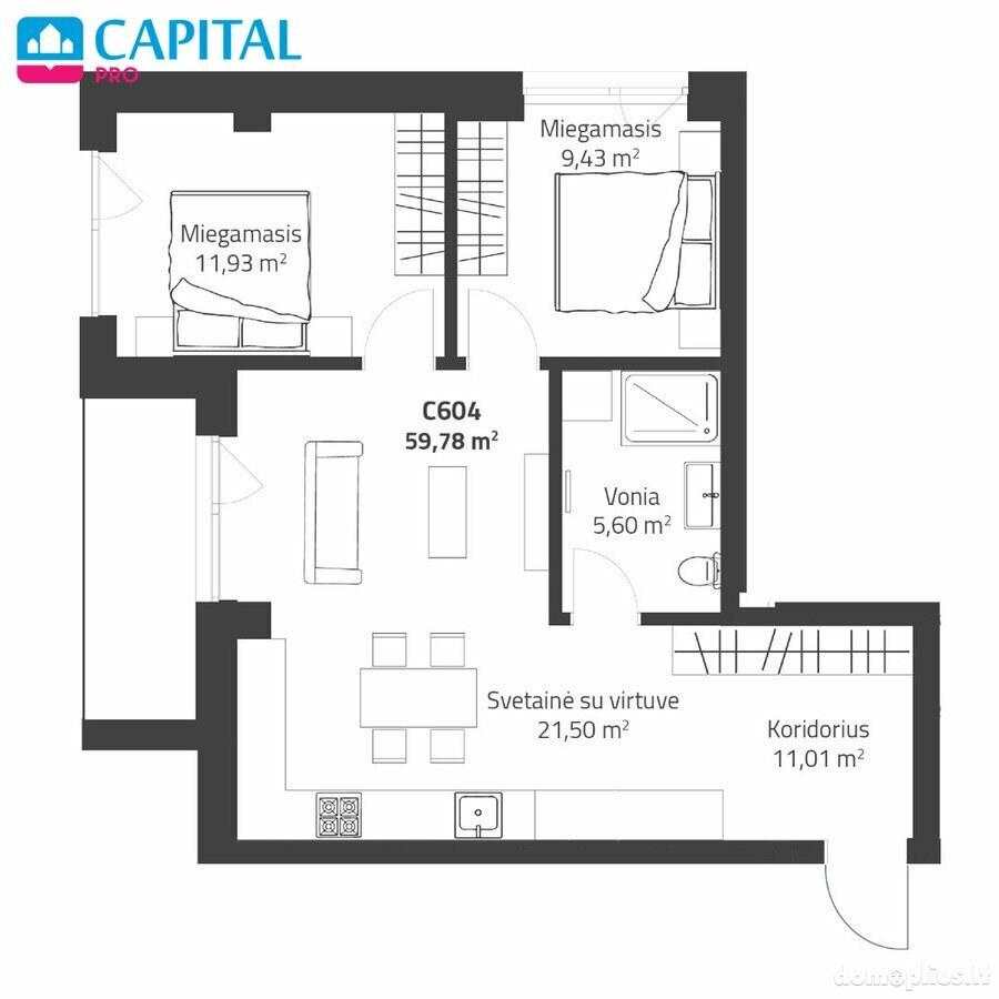 3 rooms apartment for sell Vilniuje, Justiniškėse, Rygos g.
