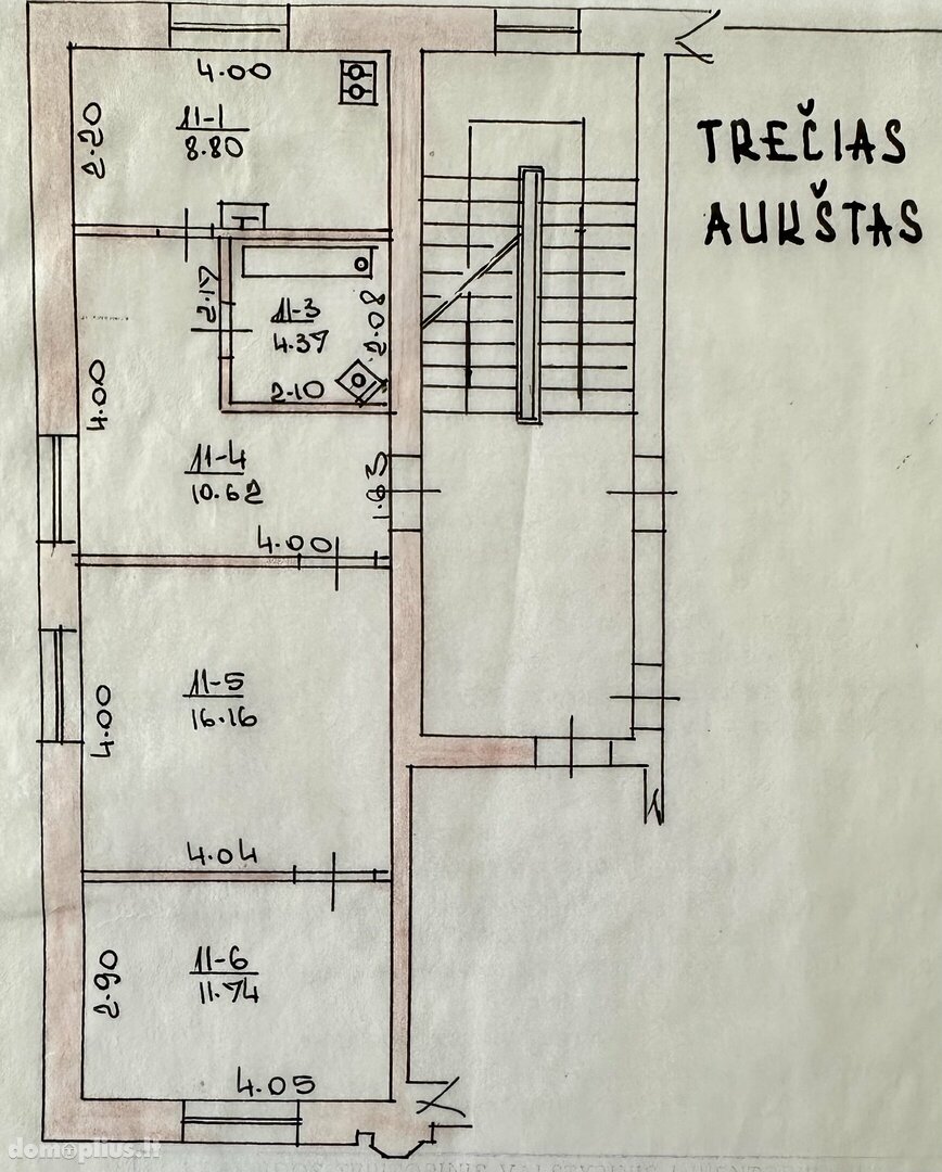 3 rooms apartment for sell Klaipėdoje, Centre, S. Daukanto g.