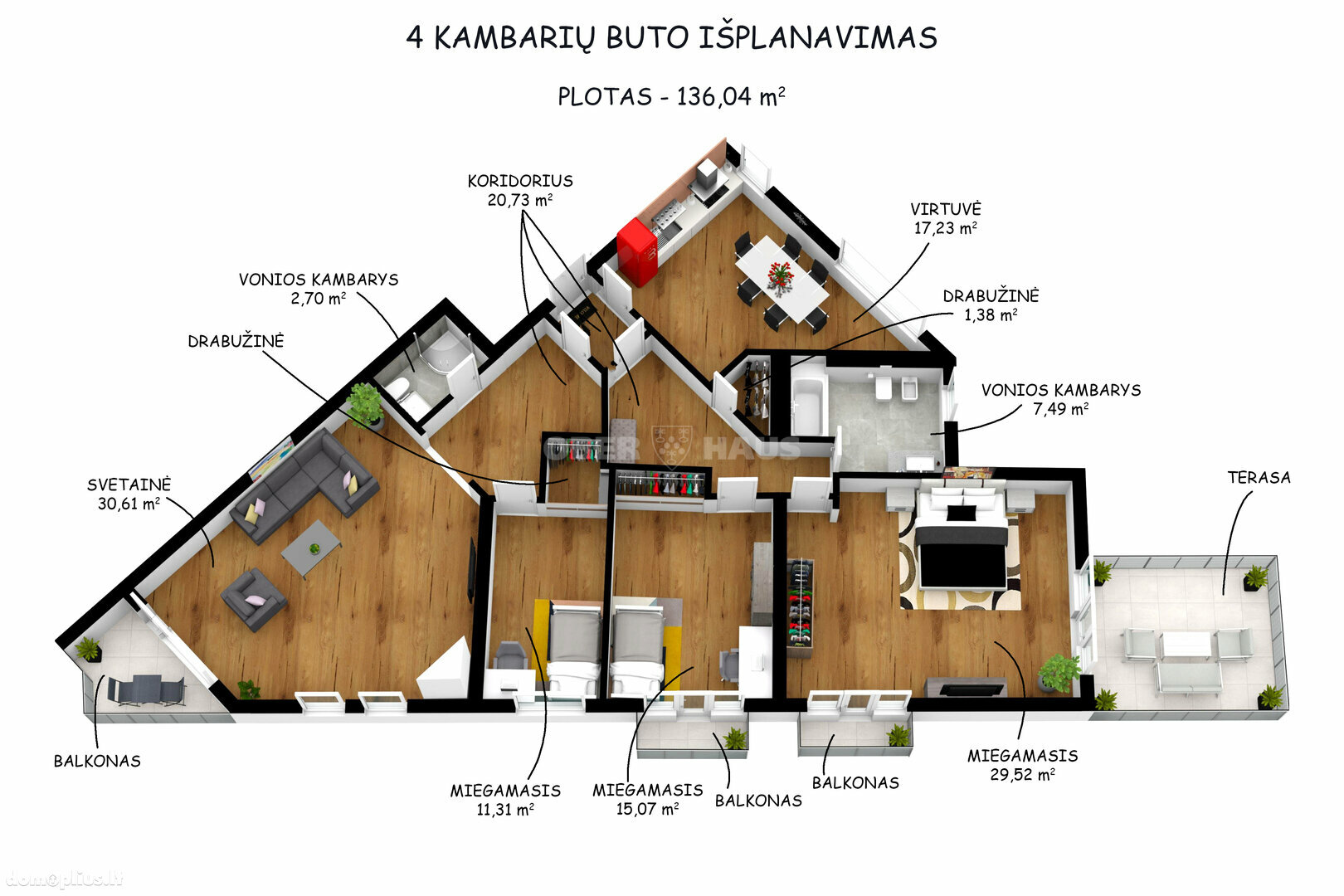 Parduodamas 5 kambarių butas Vilniuje, Žvėryne, Lūšių g.